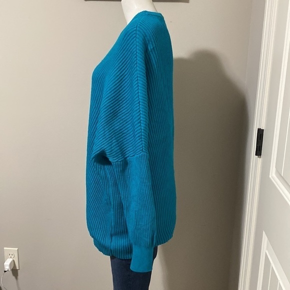 Free People Downtown Long Sleeve Asymmetrical Sweater Turquoise Dolman Sz S - Picture 9 of 15